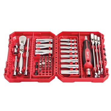 Milwaukee 1/4" Drive Ratchet, Spanner & Deep Socket Premium Set Metric - 42pc - 4932498382