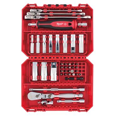 Milwaukee 1/4" Drive Ratchet, Spanner & Deep Socket Premium Set Metric - 42pc - 4932498382