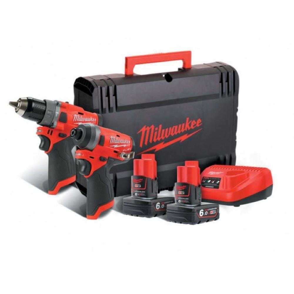 Milwaukee 12v Twin Pack Combi Drill/Impact Driver/KitBox M12FPP2A