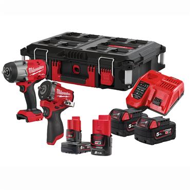 Milwaukee M18FPP2AQ2-564P - P Pck  - 2 x M18 B5, 1 x M12 B6, 1 x M12 B2 Batt, Charger - 4933498967