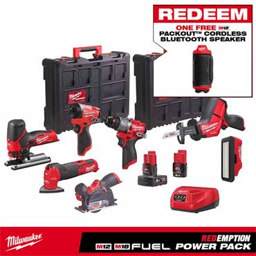 Milwaukee M12FPP7B2-622P 12v FUEL - Powerpack with 1x 6.0Ah & 1x 2.0Ah Batteries - 7pcs - 4933499428
