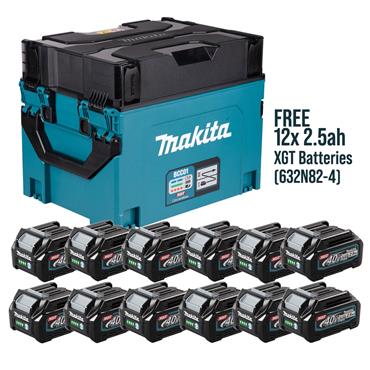 Makita BCC02 - 40v/18v Charger - 12x 2.5ah XGT Batteries (632N82-4) FREE