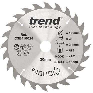 Trend Craft Combination Saw Blade - 160mmD x 24T x 20B x 2.4Kerf  - CSB/16024