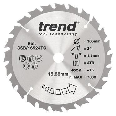 Trend Craft Saw Blade - 165mm x 24 Teeth x 15.88 Thin - CSB/16524TC