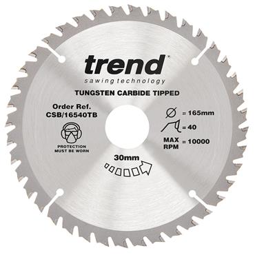 Trend Craft Pro Sawblades - Cordless - 165mm x 40 Teeth x 30 Thin - Circular Saws ATB - CSB/16540TB