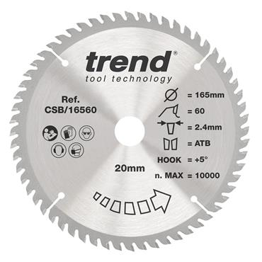 Trend Craft Saw Blade - 165mmD x 60T x 20 B - CSB/16560