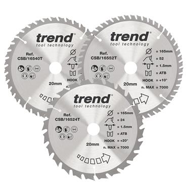 Trend Craft Pro Sawblades 3xPack - 165mm diameter -  Circular Saws -  - CSB/165/3PK/B