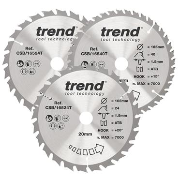 Trend Craft Pro Sawblades Triple Pack - 165mm diameter - CSB/165/3PK/C