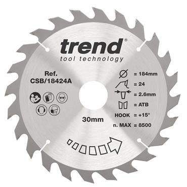 Trend Craft G/Purpose Saw Blade - 184mmD x 24T x 16B - CSB/18424A