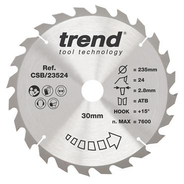 Trend Craft Pro General Purpose Saw Blade - 235mmD x 30mmBore X 24Tooth - CSB/23524