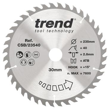 Trend Craft Saw Blade - 235mm x 40 Teeth x 30mm Thin - CSB/23540