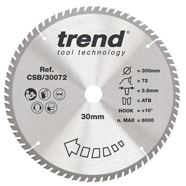 Trend Craft Saw Blade - 300mm x 72 Teeth x 30mm Thin - CSB/30072