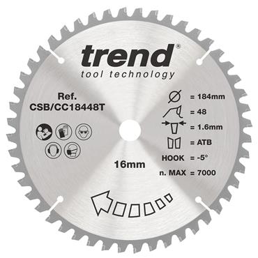 Trend Craft Crosscut Saw Blade - 184mmD x 48T x 16B - CSB/CC18448T