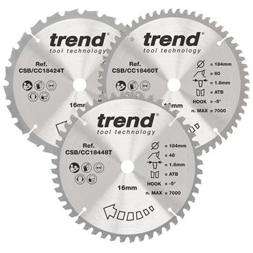 Trend Craft Mixed Crosscut Saw Blade - 184mmD -  Triple Pack - CSB/CC184/3PK
