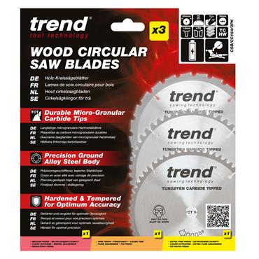 Trend Craft Mixed Crosscut Saw Blade - 184mmD -  Triple Pack - CSB/CC184/3PK