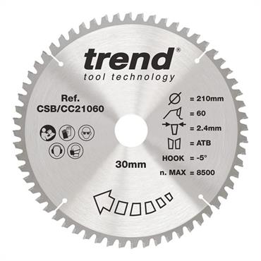Trend Wood Mitre Saw Blade 210mm x 30mm x 60T - CSB/CC21060