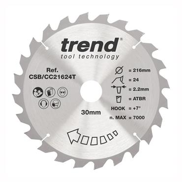 Trend Wood Cordless ATBR Mitre Saw Blade 216mm x 30mm x 24T - CSB/CC21624T