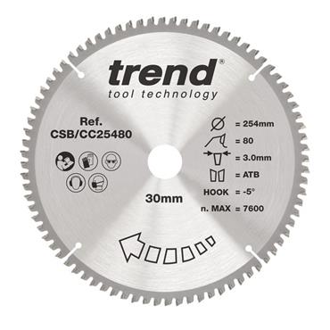 Trend Wood Cordless Mitre Saw Blade 254mm x 30mm x 80T - CSB/CC25480
