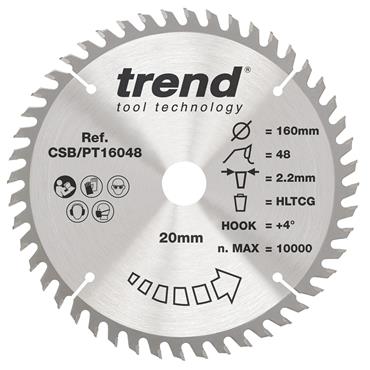 Trend Craft Saw Blade - Plunge Saws - 160mmD x 20B x 48T - CSB/PT16048