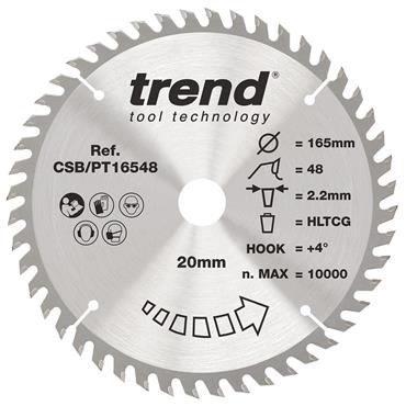 Trend Craft Saw Blade - Plunge Saws - 165mmD x 20B x 48T - S/Fine- CSB/PT16548