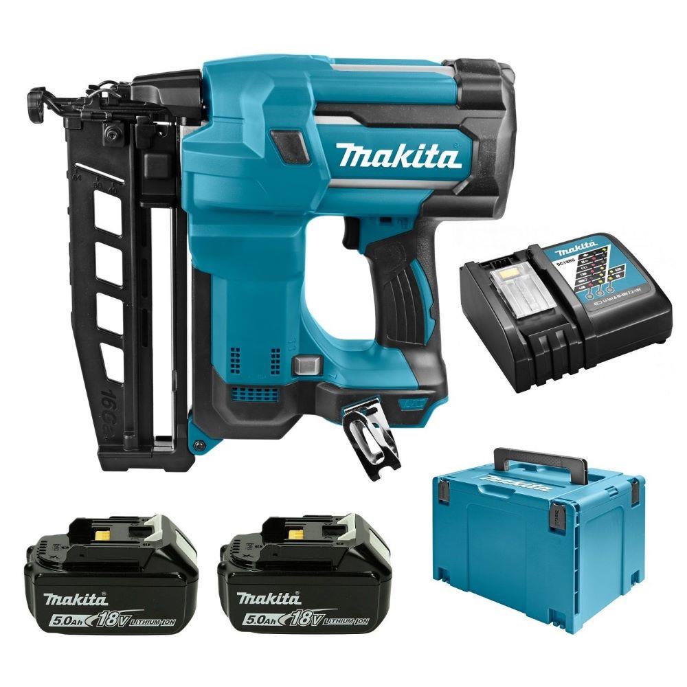 Makita DBN600RTJ 18v Cordless Finishing Nailer 16G LXT 2x 5Ah