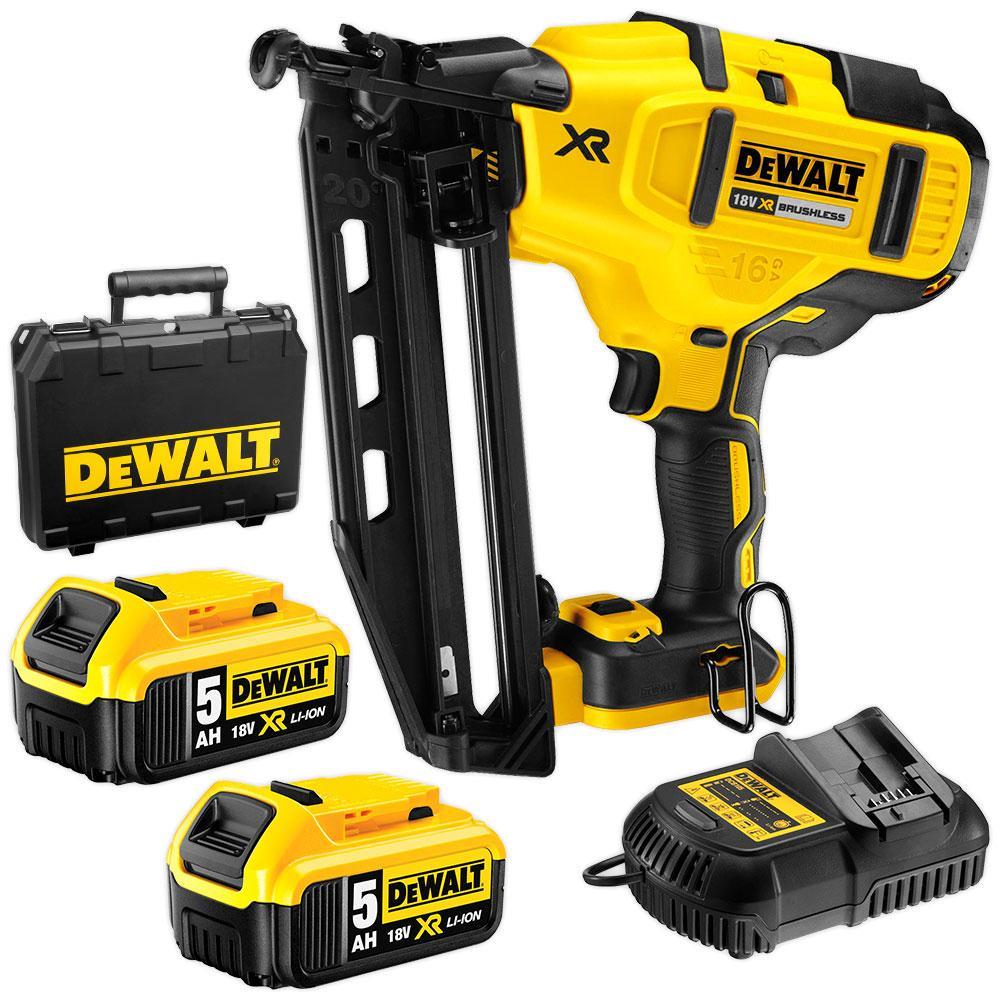DeWalt DCN660P2 KB 18v Brushless 2nd Fix Nailer 16G, 2x5Ah Batteries