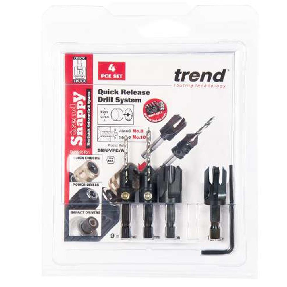 Trend Snappy 4 Piece Set Countersink & Plug cutter Set SNAP/PC/A