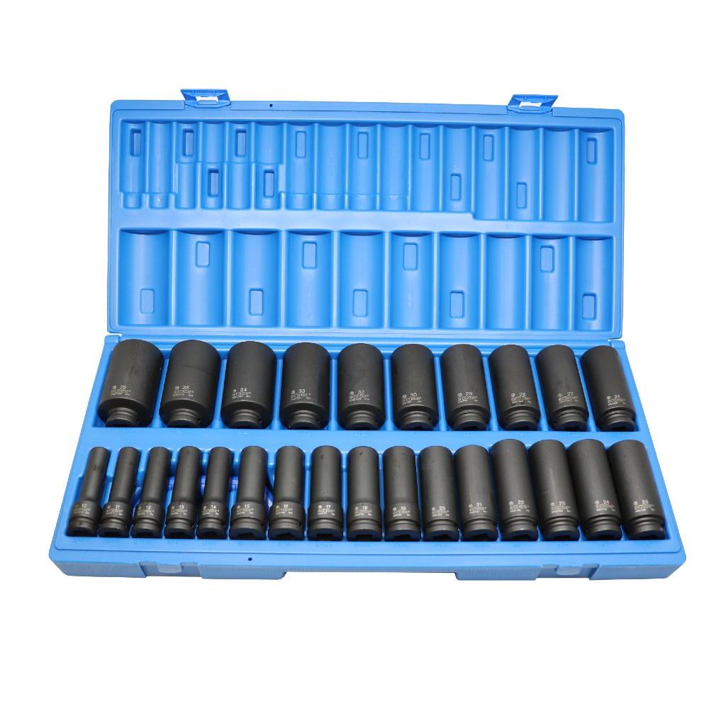 1/2" Drive 26 Piece 12 Point Long Reach Impact Socket Set Air Impact