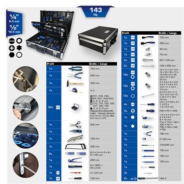 1/4" + 1/2" Universal tool set, 143 pcs - BT024143