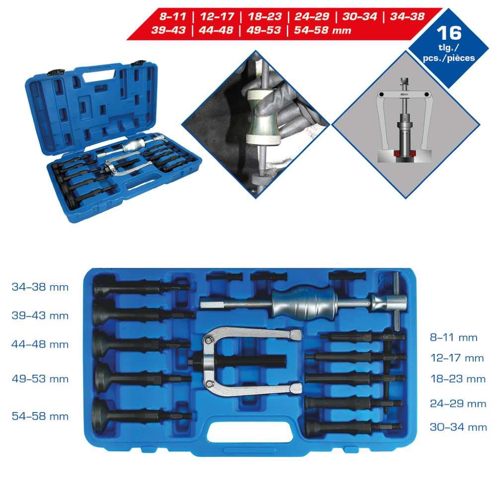 Bearing puller set for inner blind hole, 16 pcs BT631150 | Air Impact