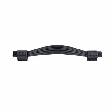 BLACK REEDED KITCHEN DOOR HANDLE 128MM
