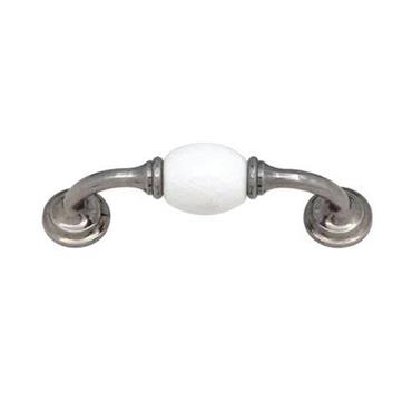 PEWTER WHITE CERAMIC D HANDLE 96MM