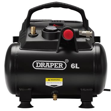 Draper 02115 Portable Oil-Free Air Compressor 6L 1.5HP 230V