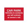 CENTURION SIGN CAR PARK RISK 300MM X 200MM