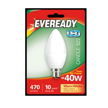 Eveready 6w (40w) B22 Led Candle