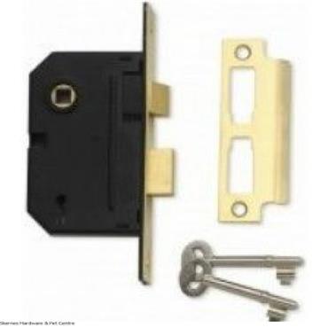 BASTA MORTICE LOCK 65MM BRASS 21/2"