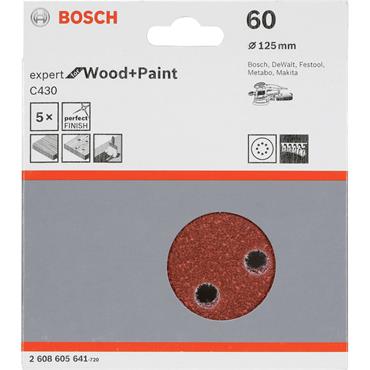 BOSCH SANDING DISCS 125MM P60 (PK 5)