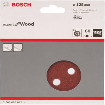 BOSCH SANDING DISCS 125MM P80 (PK 5)