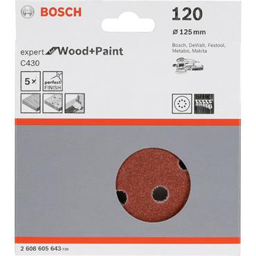 BOSCH SANDING DISCS 125MM P120 (PK 5)