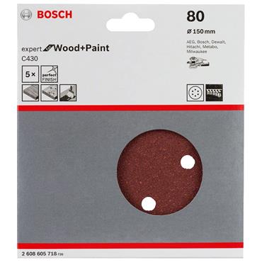 BOSCH SANDING DISCS 150MM P80 (PK 5)