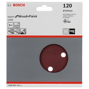 BOSCH SANDING DISCS 150MM P120 (PK 5)