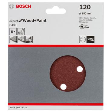 BOSCH SANDING DISCS 150MM P240 (PK 5)