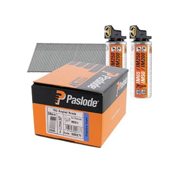 PASLODE BRADS F16 ANGLED 63MM (BX 2000) & 2 GAS