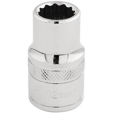 DRAPER SOCKET 12MM 1/2" DR BI-HEX CHROME