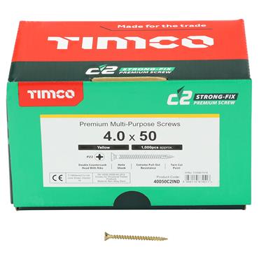 TIMCO C2 Strong-Fix Multi-Purpose Screws 4.0 ? 50mm PZ2 ? Box of 1000