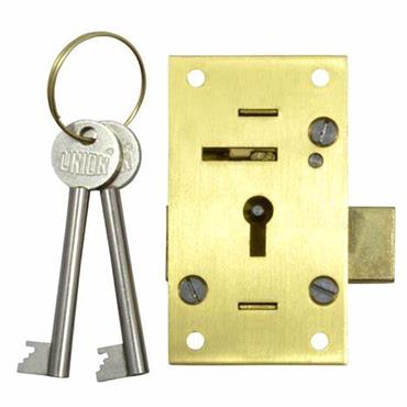 UNION 4146 Straight Cupboard Lock 63.5mm (2?") ? Polished Brass