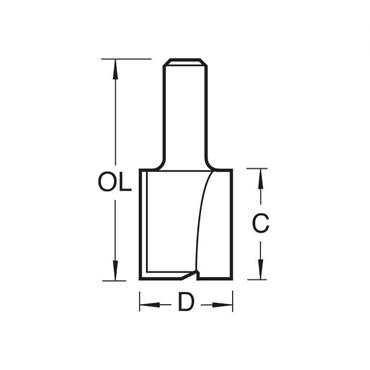 TREND CUTTER TWO FLUTE 25MM 1/2" SHANK