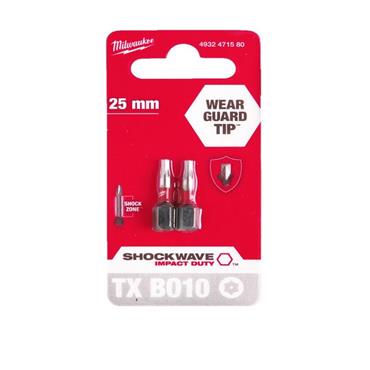 MILWAUKEE SHOCKWAVE TX BO25 25MM 2PCS