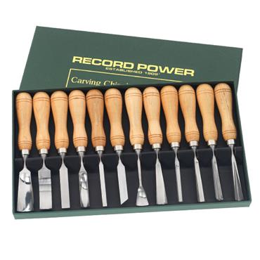 RECORD WOOD CARVING CHISEL SET12 PC + TOOL ROLL
