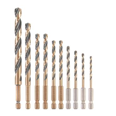 DIAGER 10PC HEX DRILL BIT SET 1/4 HEX SHANK